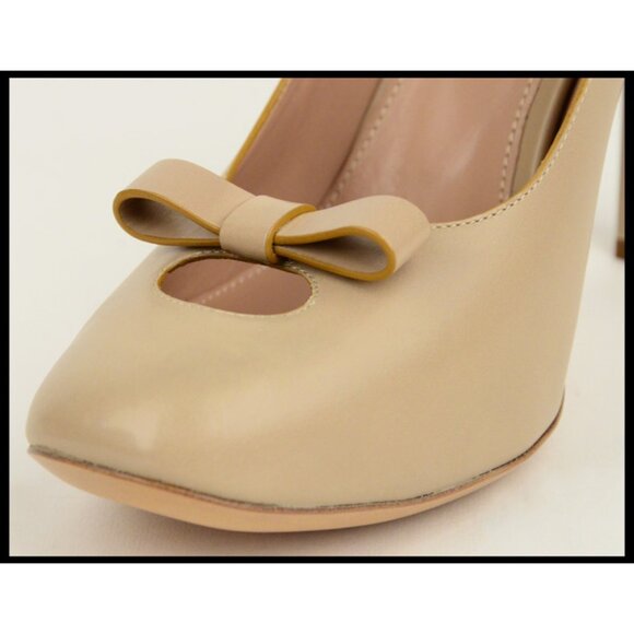 CHLOE SHOES BOW DETAIL BEIGE LEATHER PUMPS HIGH HEEL sz 41 US 10.5 - Picture 7 of 11